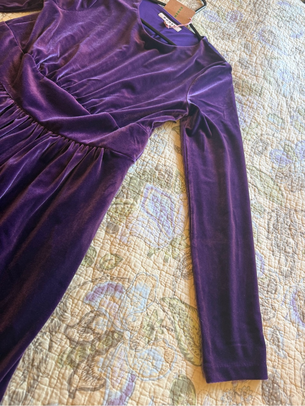 Boden Thea purple velvet midi dress NWT - Picture 7 of 15